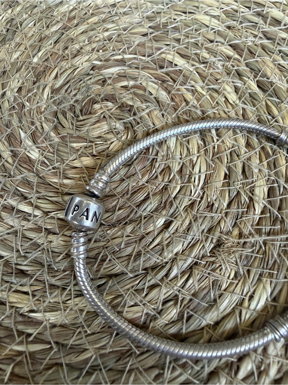 Pandora Silver Tone Snake Chain Bracelet with Logo Clasp - Picture 2 of 5
